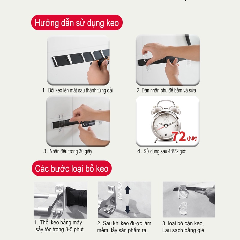 GuanChuang Móc Treo Đồ Dùng Bằng Gỗ Gắn Tường Tiện Dụng Cho Nhà Bếp/ Nhà Tắm