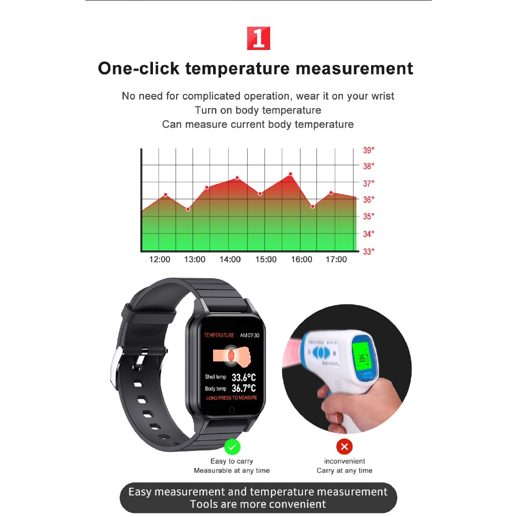 Body Temperature Smart Bracelet Waterproof Bluetooth Camera Music Heart Rate Blood Pressure Watch For IOS Android Bracelet