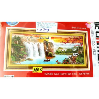 Tranh thêu NON NƯỚC HỮU TÌNH 136x61cm chưa thêu 222989