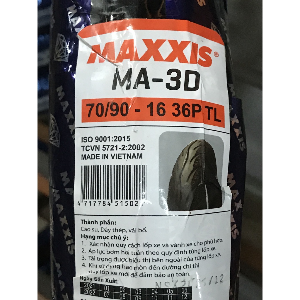 Vỏ Maxxis 70-80-90/90/16 3D/6211/6212 Bánh Trước/Sau Nouvo và Bánh Trước SH Mode Đầu - Không Ruột