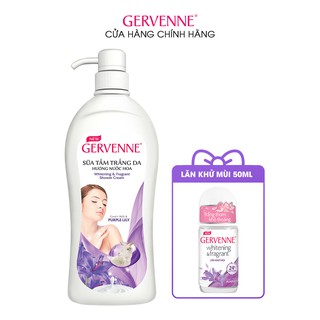Sữa tắm Trắng da Hương nước hoa Gervenne Purple Lily 900g - Tặng Lăn khử mùi 50ml