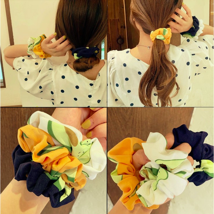 SCRUNCHIES BƠ CUTE, CỘT TÓC VẢI THỜI TRANG NỮ GIÁ RẺ