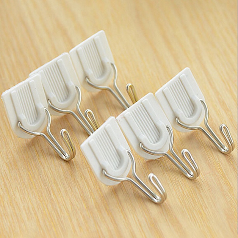 Set 6 Giá Đỡ Móc Treo Đồ Dán Tường Bằng Nhựa Tiện Dụng Cho Nhà Tắm / Nhà Bếp