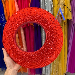 Mân Đội Đầu Cô Dâu - Khăn Xếp Đội Đầu Màu Đỏ Đính Hạt MAN07