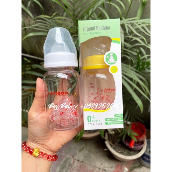 (Tặng thêm 1 núm) Bình sữa ATTOON cổ hẹp 120ml
