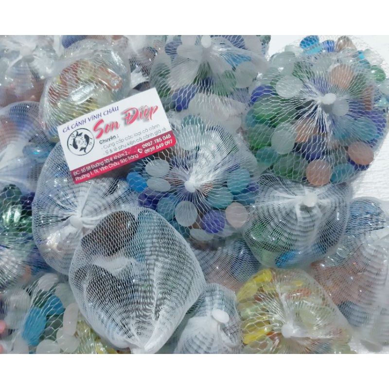 Sỏi thủy tinh nhiều màu-Trang trí chậu cây, bể cá cảnh