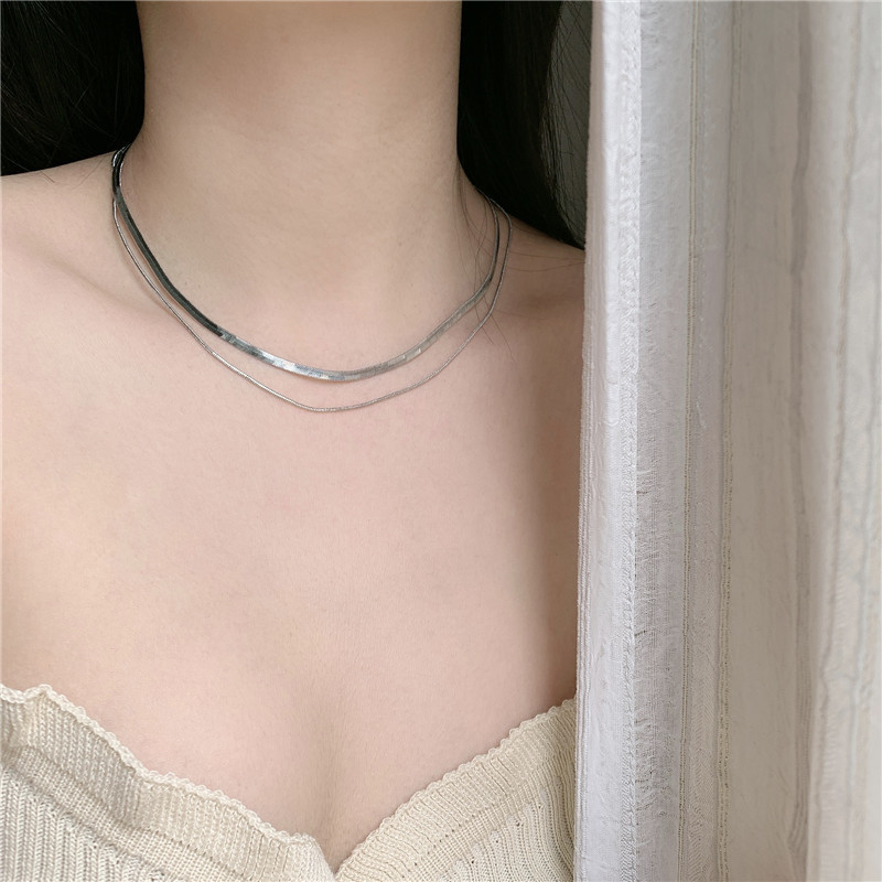 DUNEA Vòng cổ choker hai lớp phong cách Hàn Quốc thời trang đơn giản dành cho nữ