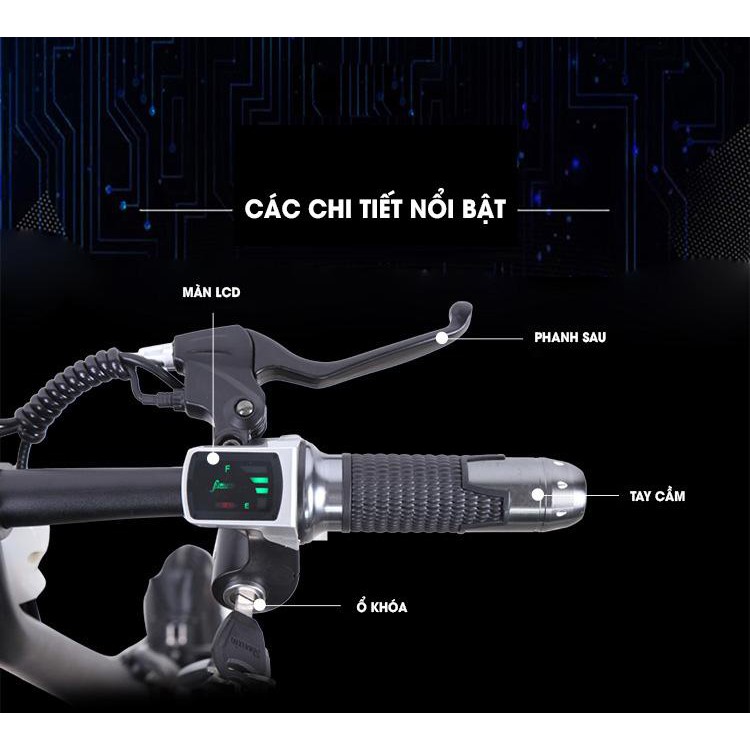 Xe Điện Gấp Gọn Nhật | Xe Đạp Điện Mini 3 Ghế Ngồi | Pin Lithium 48v