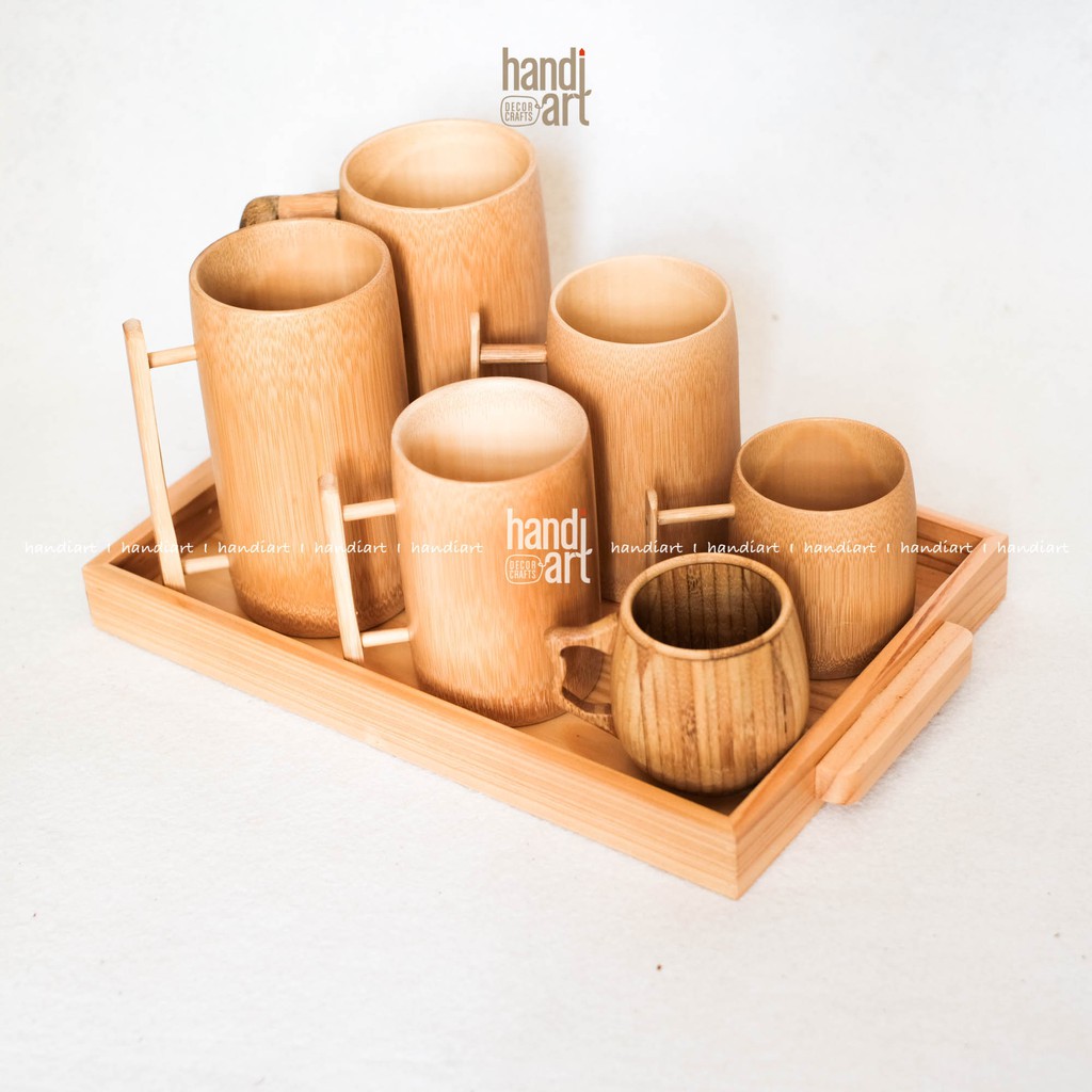 Ly tre có quai, cóc tre handmade, Bamboo cup