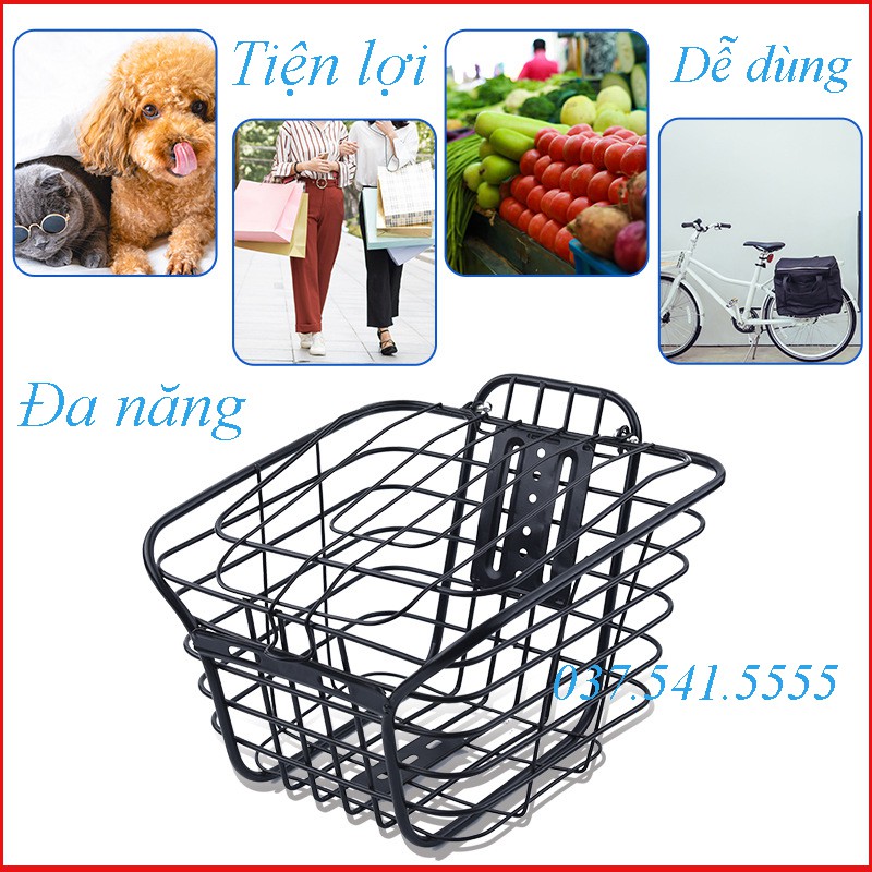 Giỏ xe đạp, Rổ sắt xe điện, Có nắp - Chắc chắn - Thời trang, Phù Hợp nhiều xe đạp, xe điện