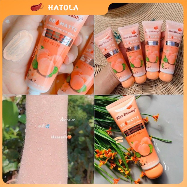 Kem Nền BB Che Khuyết Điểm Matte đào Kiss Beauty Chống Nắng SPF 45/PA+++ Hatola