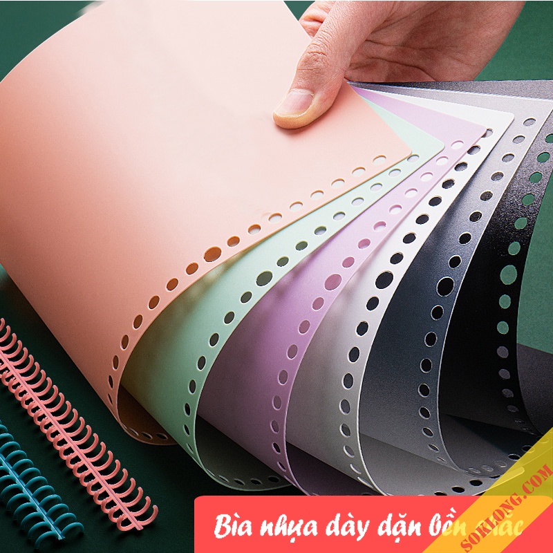 Set 2 bìa nhựa binder B5 26 chấu Pastel P16 tab phân trang sổ còng màu xinh xắn