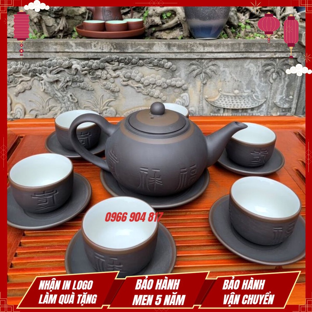 Bộ Ấm Chén Uống Trà Tử Sa Phúc Lộc Thọ