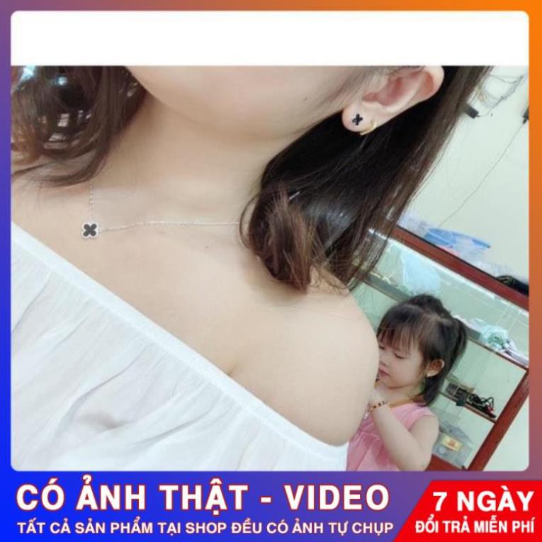 [FreeShip – Clip thật] dây chuyền cỏ 4 lá bạc sơn đen [Khuyến Mãi Sốc]