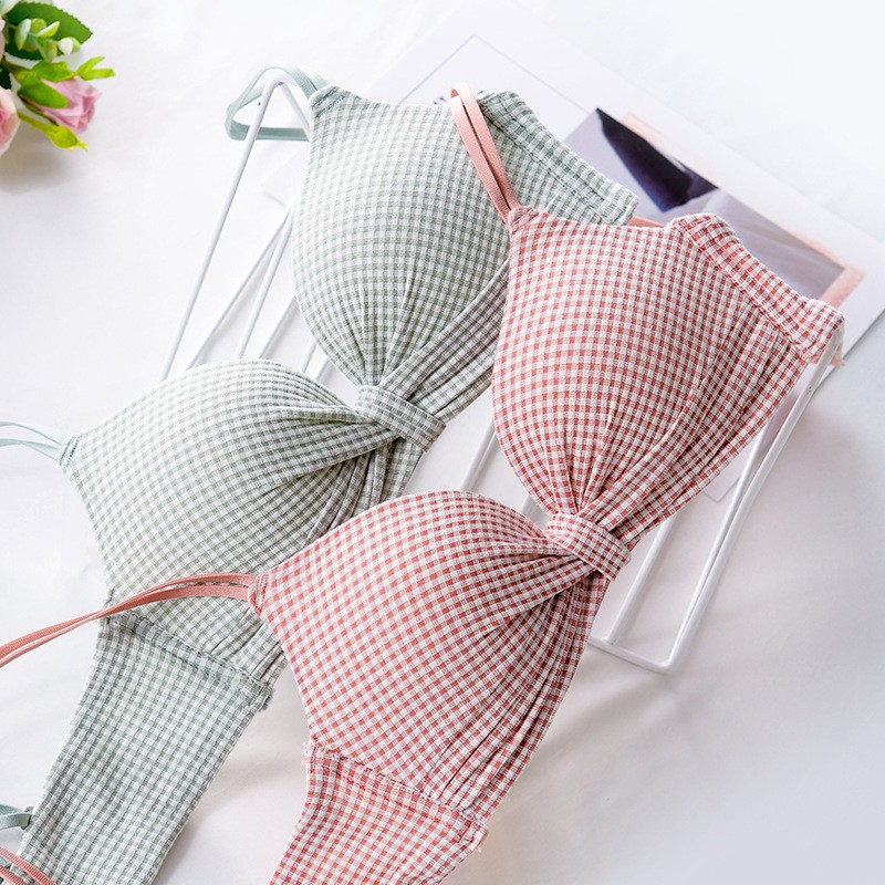 Áo Lót Su Đệm Vừa Ôm Nâng Ngực, Kẻ Caro, Hình Nơ Xinh Xắn - AS13 - S1 | BigBuy360 - bigbuy360.vn