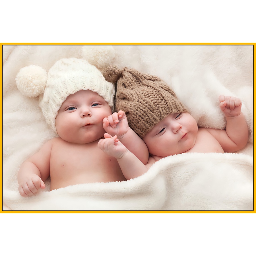 Tranh dán tường cặp sinh đôi đáng yêu khổ lớn nhiều kích thước BB0017