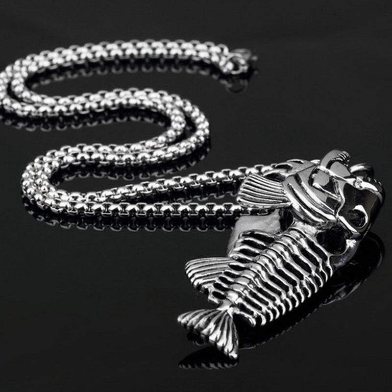 Dây Chuyền Mặt Xương Cá Phong Cách Hip Hop Cho Nam