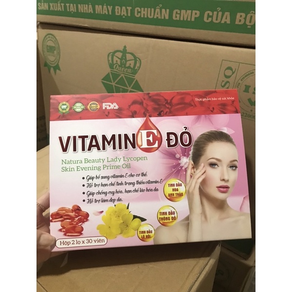 Viên uống Vitamin E đỏ bổ sung dưỡng chất cho cơ thể giúp da sáng đẹp ngăn nám sạm da hiệu quả an toàn chính hãng 60v