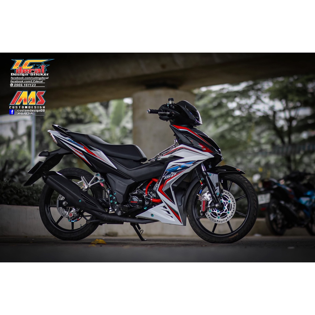 Tem Rời Dán Xe Winner V1 Mẫu Chữ RS 150 Trắng Đỏ Đen Mẫu Mới Cực Hot, Hàng 3 Lớp Chất Lượng Cao