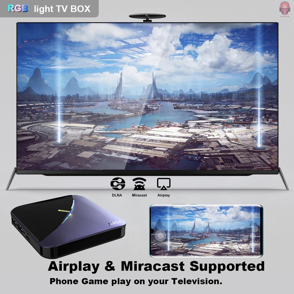 TV Box A95X F3 Air II hệ điều hành Android 11.0 S905W2 UHD 4K 2.4G/5G hai băng tần WiFi BT5.0 AV1 VP9.265