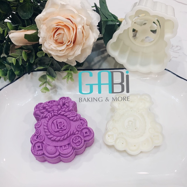 Khuôn nhấn trung thu lò xo túi tiền chữ Lộc 150g