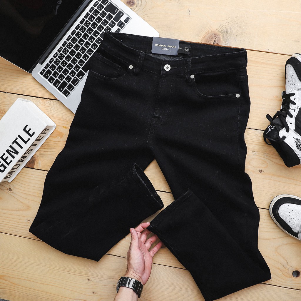 |Hẻm Store| Quần jean nam, quần bò nam Satoshi SAQJ45 dáng ôm chất Jean màu đen trơn, chất jean co giãn dày dăn | BigBuy360 - bigbuy360.vn