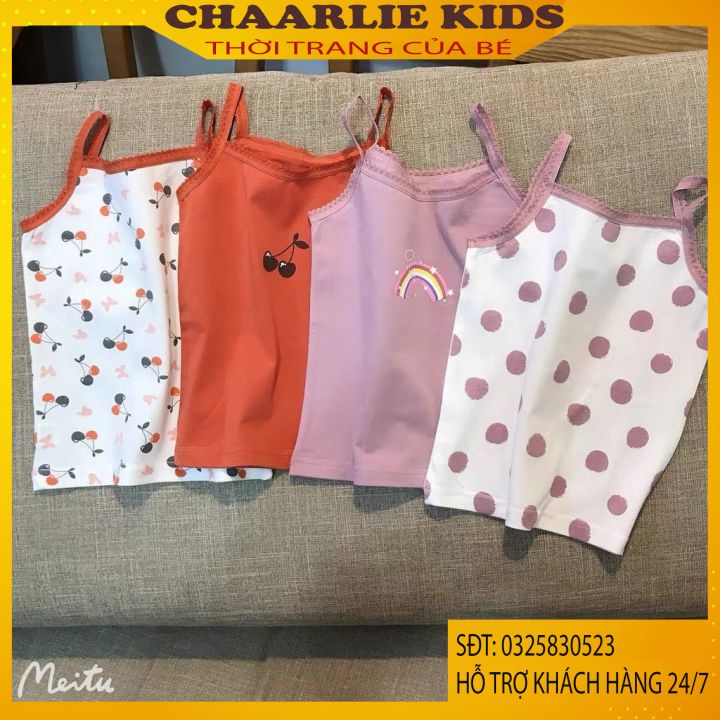 Áo 2 Dây Bé Gái, Áo Thun4 Chiều Dễ Thương Cho Bé Gái Từ 7kg Đến 28kg Chaarlie Kids