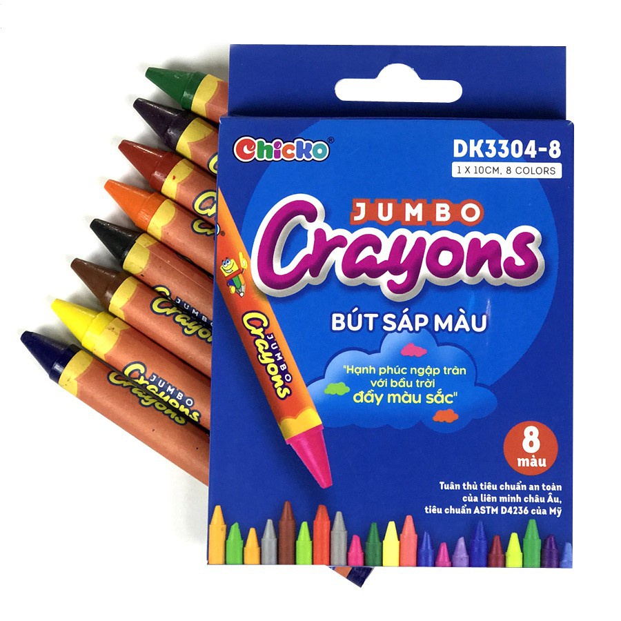 Bút Sáp Màu Duka: Bút Sáp Màu Jumbo Crayons (8 Màu) DK 3304 - 8