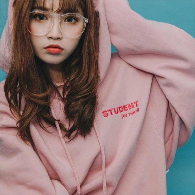 Áo Hoodies tay dài hoạ tiết chữ in phong cách Hàn Quốc