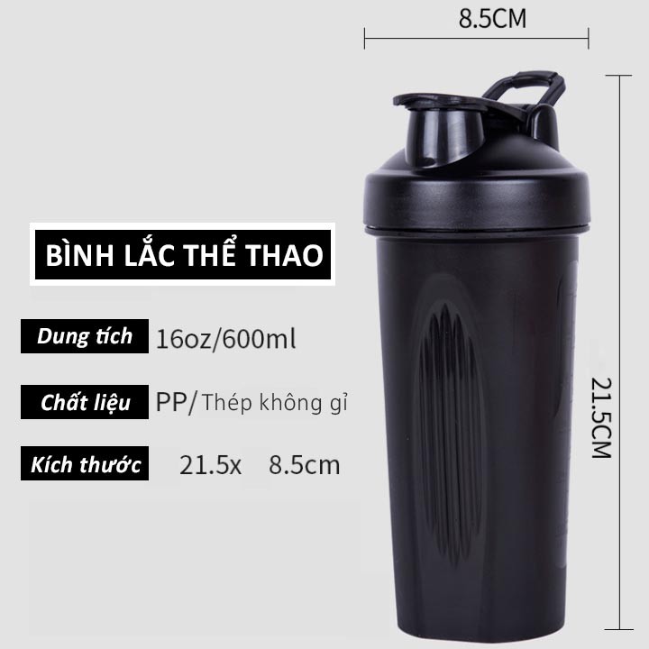 [Mã SKAMCLU8 giảm 10% cho đơn từ 100K] BPA FREE [Bình thể thao chuyên nghiệp] Bình lắc thể thao 600ml