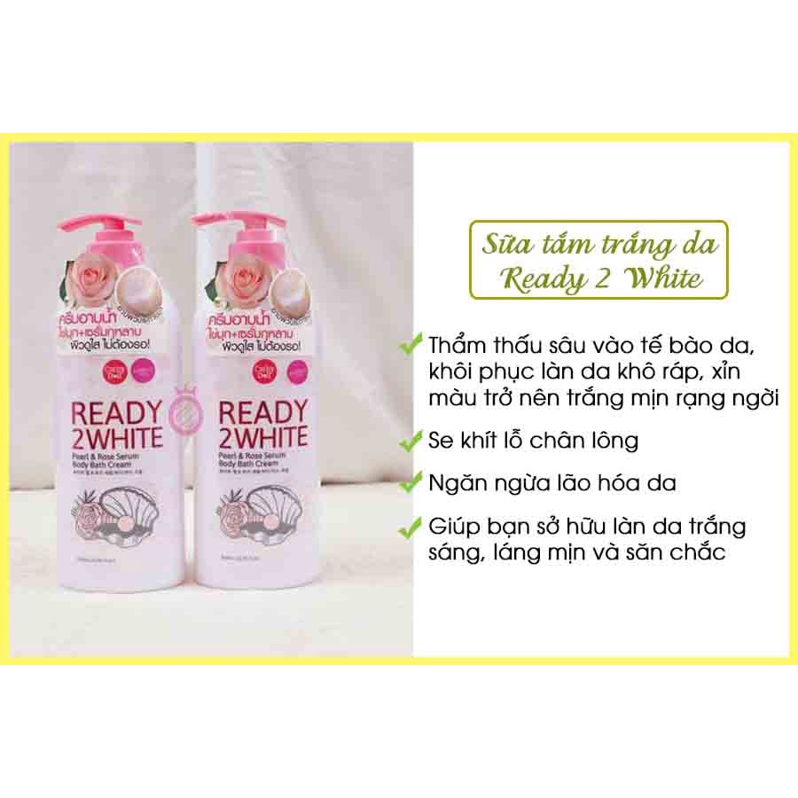 Sữa tắm trắng da chiết xuất từ ngọc trai hoa hồng, dưỡng ẩm,Lưu hương lâu  Ready 2 White Cathy doll 500ml T