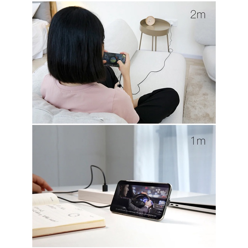 Cáp sạc và truyền data cổng LN Baseus CALXP-A01 Cup Mobile núm cao su giữ chân sạc - dài 1m max 2.4A (Đen)