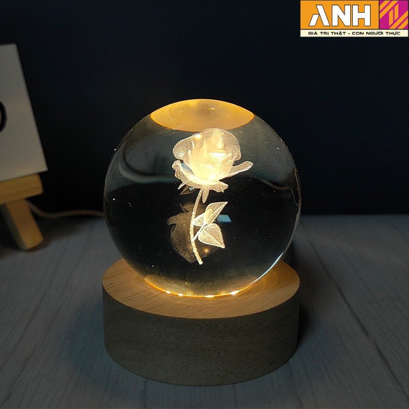 Quả cầu  trang trí bàn làm việc, đèn ngủ, quả cầu thủy tinh pha lê vũ Decor siêu đẹp