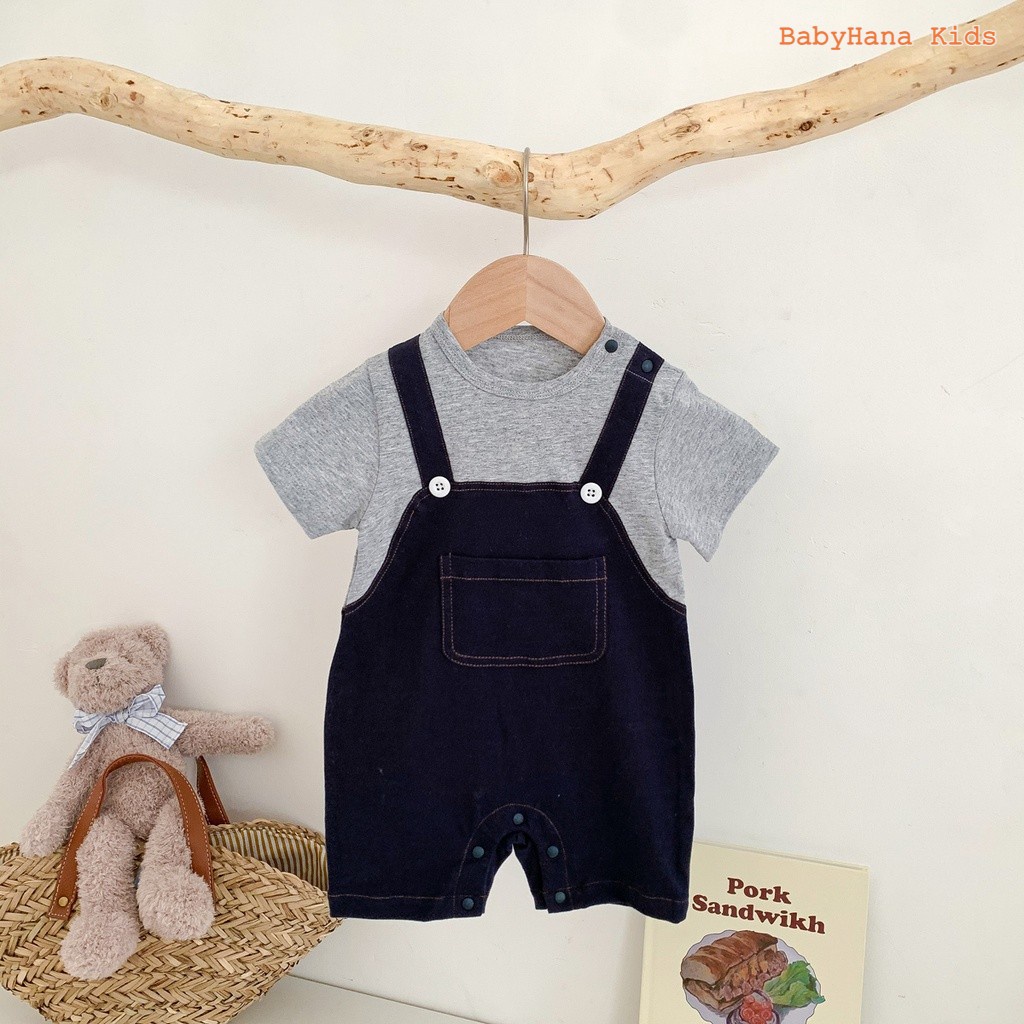 Bộ body yếm cho bé trai bé gái mẫu Áo liền quần giả bò dể thương cho trẻ sơ sinh từ 3-12kg