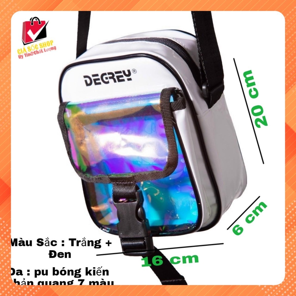 Túi đeo chéo Digrêy Màu Đen Trắng chất liệu da PU bóng sáng phong cách Hàn Quốc thích hơp cho nam lẫn nữ