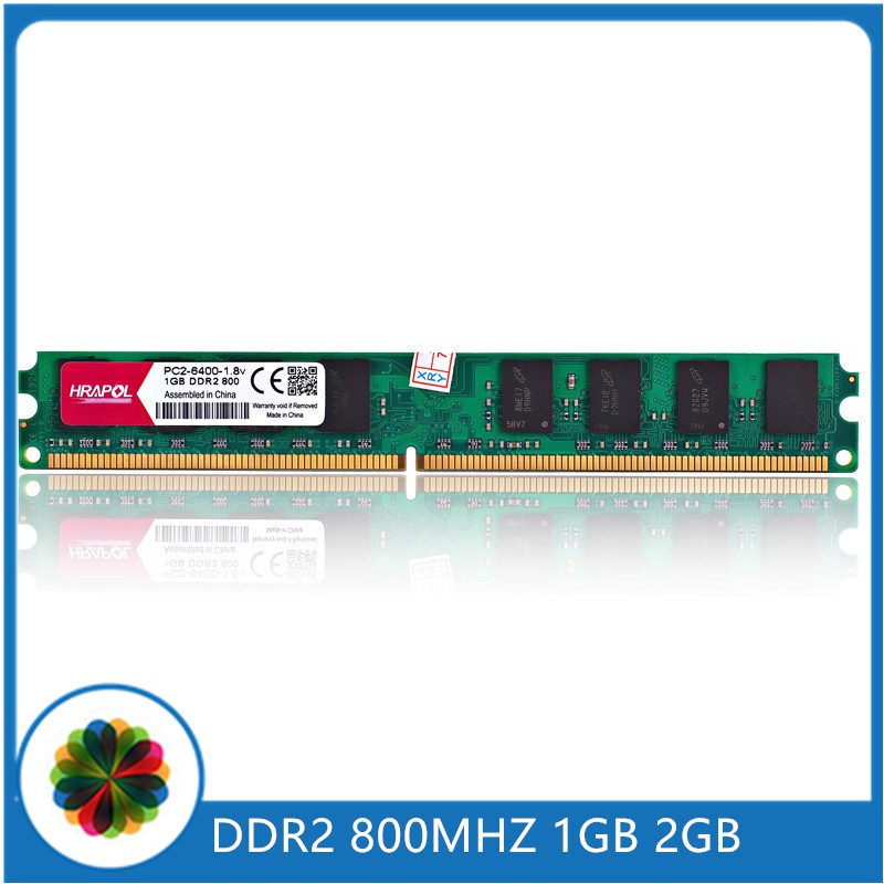 HRAPOL Ram DDR2 2GB 1GB Bộ nhớ PC PC2-6400U 800 MHz cho máy tính để bàn DIMM 1G 2G DDR 2 800 MHz RAM