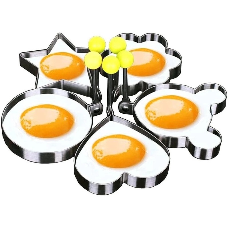 Khuôn Làm Trứng Ốp La Hình Trái Tim/Gấu Bằng Thép Không Gỉ Tiện Dụng Cho Nhà Bếp