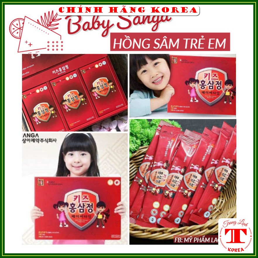 Hồng sâm trẻ em Korea Red Ginseng Baby - Nước hồng sâm baby Sanga hàn quốc hộp 30 gói, tranglinh