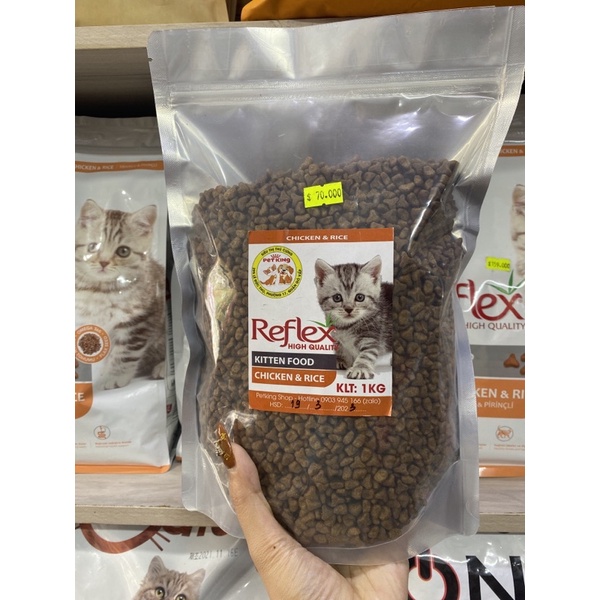 Thức ăn hạt Reflex Kitten 1kg vị Gà và Gạo cho Mèo Con
