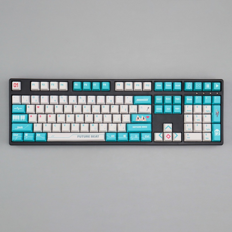 Keycap Hatsune Miku OEM Profile PBT Dye Sub bàn phím cơ bàn phím cơ 124 phím