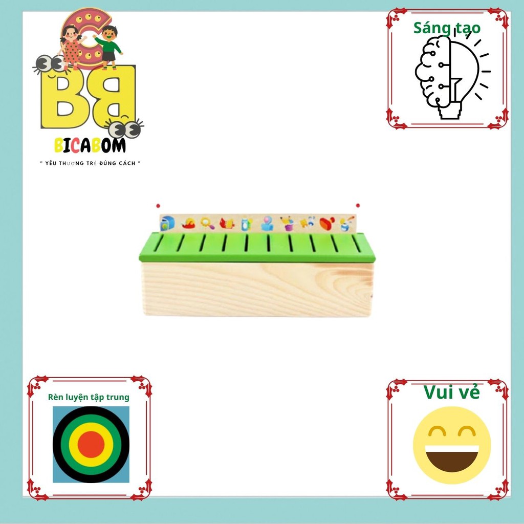 Đồ chơi trí tuệ cho bé 3 4 5 6 7 tuổi bằng gỗ hộp thả hình theo chủ đề Bicabom Bc19
