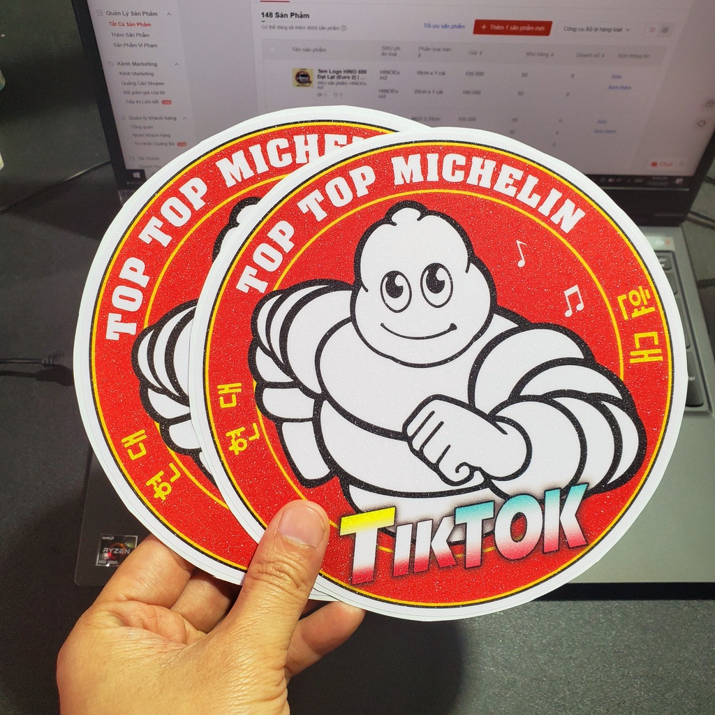 Tem Michelin Man dán trang trí xe | Logo Búp bê Tik Tok Michelin Hà Nội Phố Xe Tải