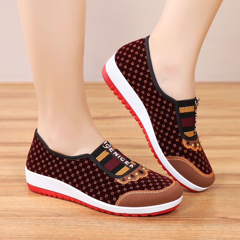 Giày vải mềm đế bằng gót thấp chống trượt cho nữ