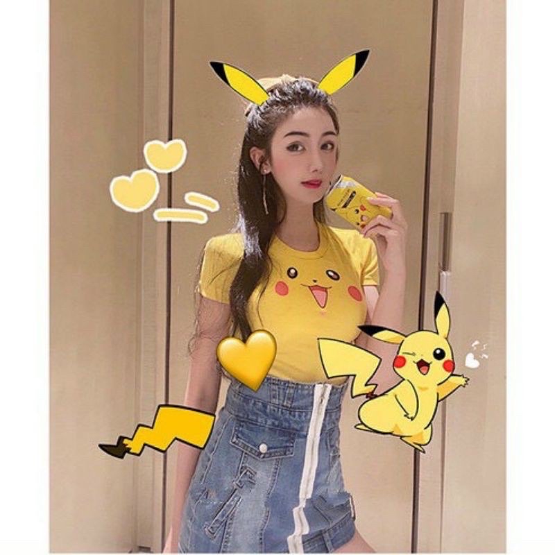 Áo Croptop Pikachu Ảnh Thật Cưng Xỉu - Form Croptop Ôm Dáng Giá Rẻ