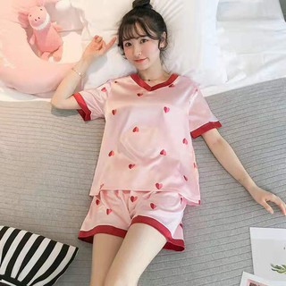 Bộ ngủ pyjama lụa cao cấp ngắn tay nhiều họa tiết