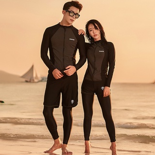 Bộ Đồ Bơi Ba Mảnh Áo Tay Dài + Quần Short Thời Trang Hàn Quốc Gợi Cảm Dành Cho Cặp Đôi 2022