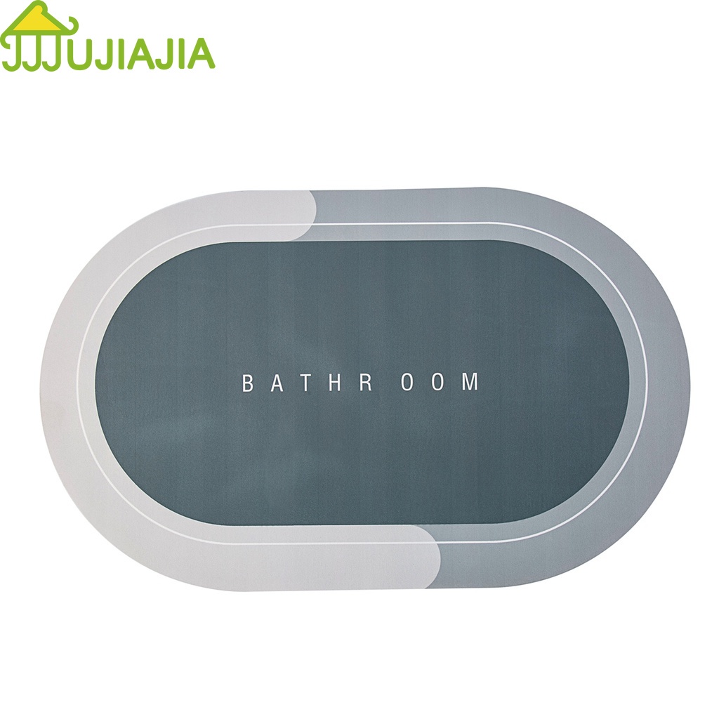 Thảm chùi chân JUJIAJIA mềm mại hình oval thấm hút nước nhanh khô chống trượt cho nhà