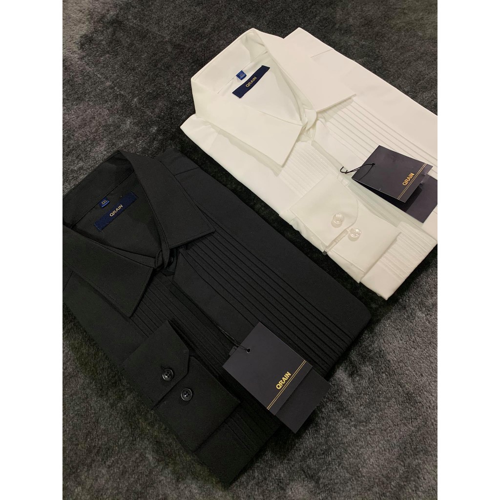 Áo Sơ Mi Nam Dài Tay Xếp Ly Ngực Vải Lụa Cao Cấp, Áo Sơ Mi Trắng Đen Trơn Dáng Ôm Form Body, T-man | BigBuy360 - bigbuy360.vn