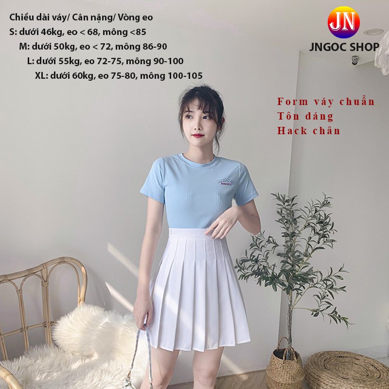 Chân váy ngắn xếp ly lưng cao, Chân váy xòe chữ A cạp cao đen trắng xếp ly ngắn | BigBuy360 - bigbuy360.vn
