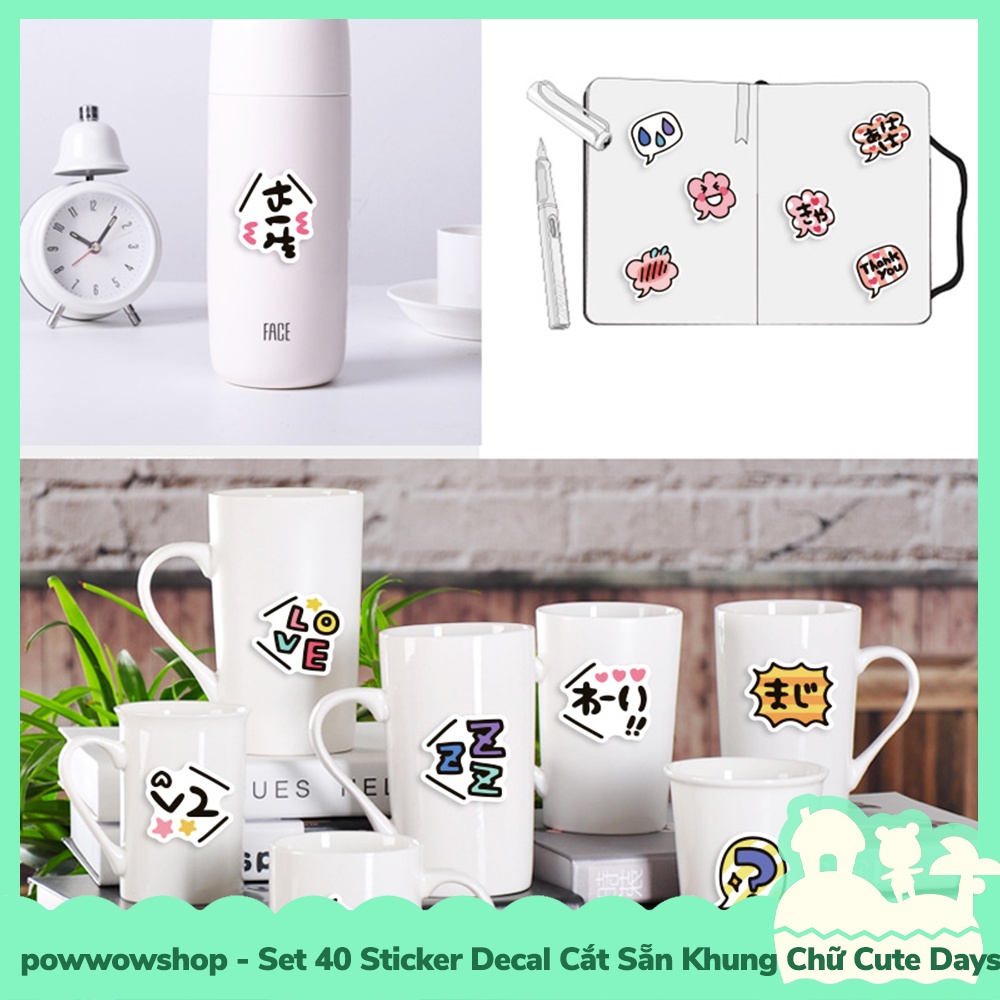 [Sẵn VN - Hỏa Tốc] Set 40 Sticker Mini Decal Dán Trang Trí Vật Dụng Mẫu Chữ Typography Cute Days Lovely Dễ Thương